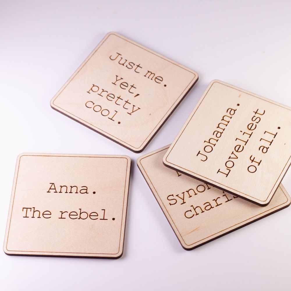 Square or round coaster with own text