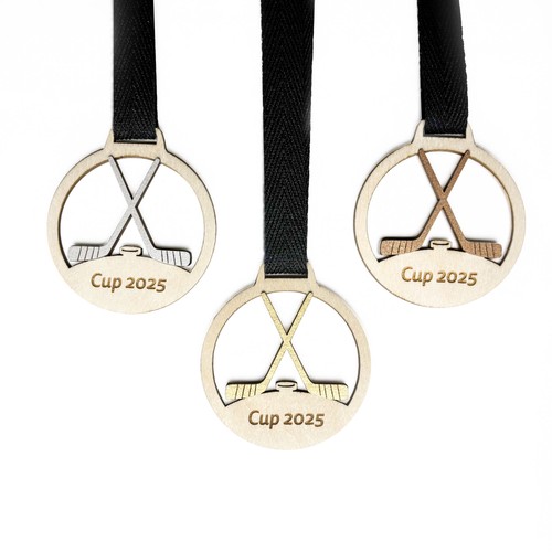 Wooden sports medal with own text
