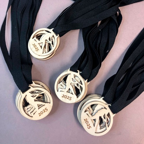 Wooden sports medal with own text