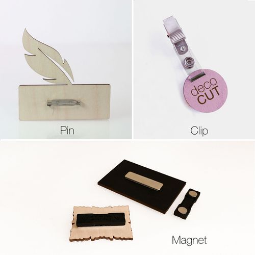 Name tag 5pc with pin, clip or magnet