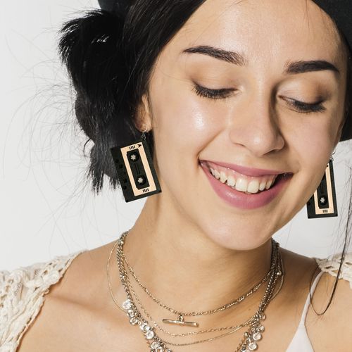 C-tape earrings with own text