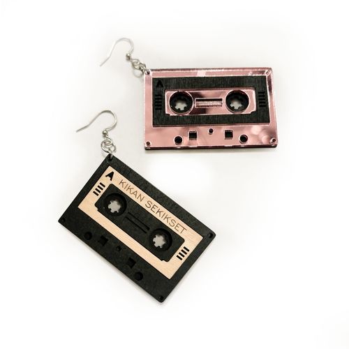 C-tape earrings with own text