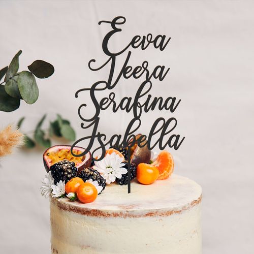 Cake topper 1-5 rows, different text styles