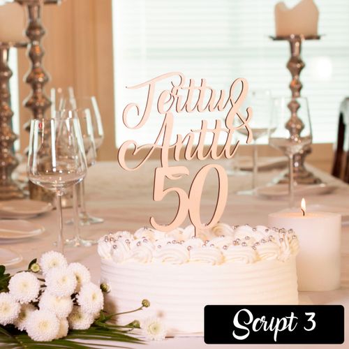 Cake topper 1-5 rows, different text styles