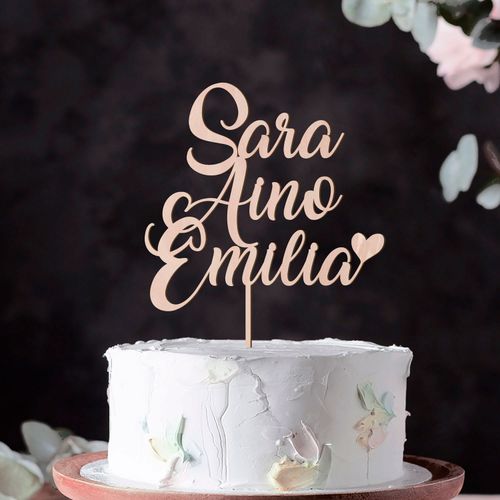 Cake topper 2-3 rows, different text styles
