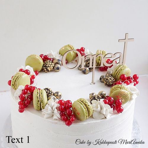 Delicate 7cm cross cake topper with text