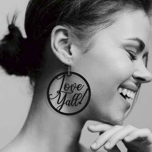 Earrings with own text, circle 6cm
