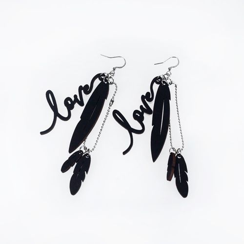 Feather earrings with own text