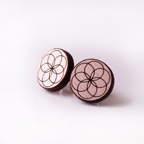 Flower of life button earrings