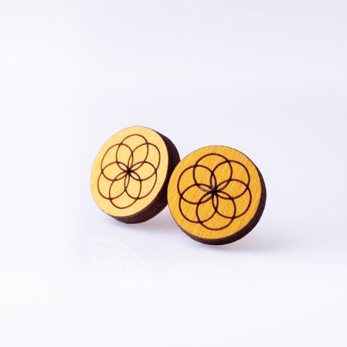 Flower of life button earrings