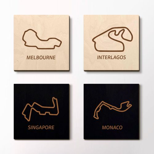 Formula 1 coaster, different race tracks