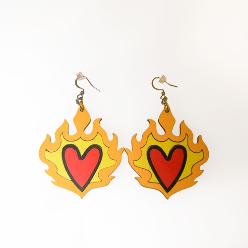 Heart in flames earrings