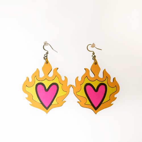 Heart in flames earrings