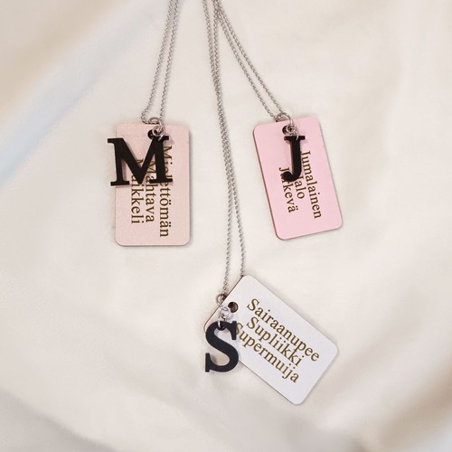 Plate&Letter necklage with text