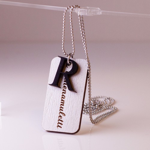 Plate&Letter necklage with text