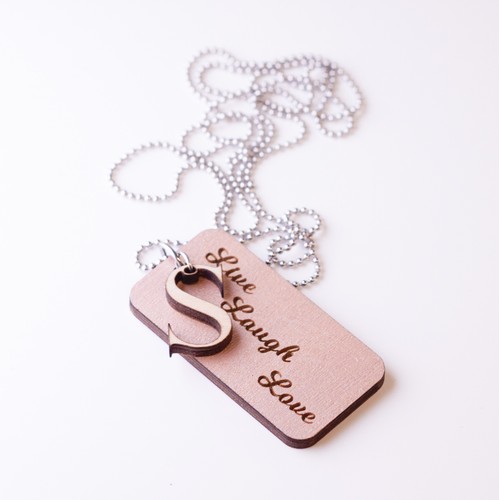 Plate&Letter necklage with text