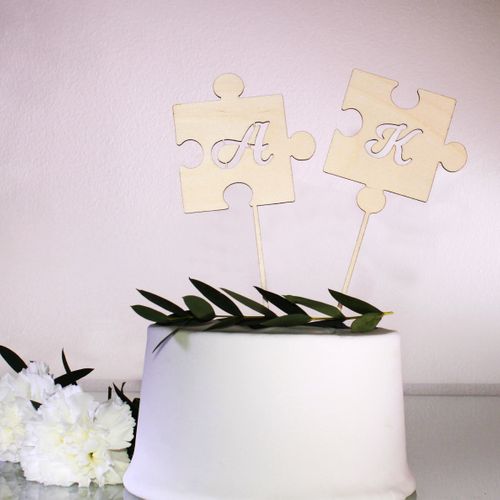Puzzle cake topper with letters