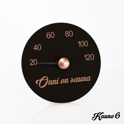 Sauna thermometer with text and greeting