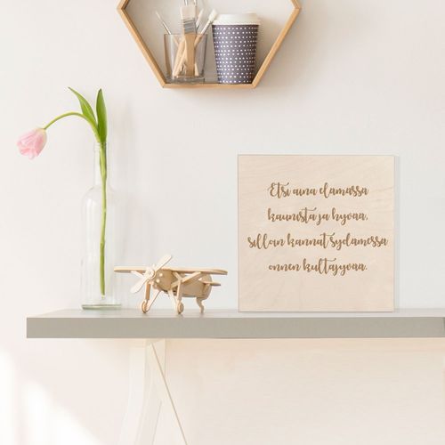 Wooden wall art with own text