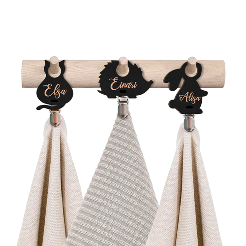 Wooden towel holders with own text