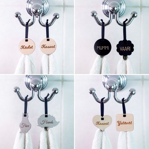 Towel holders with different texts 4 pcs