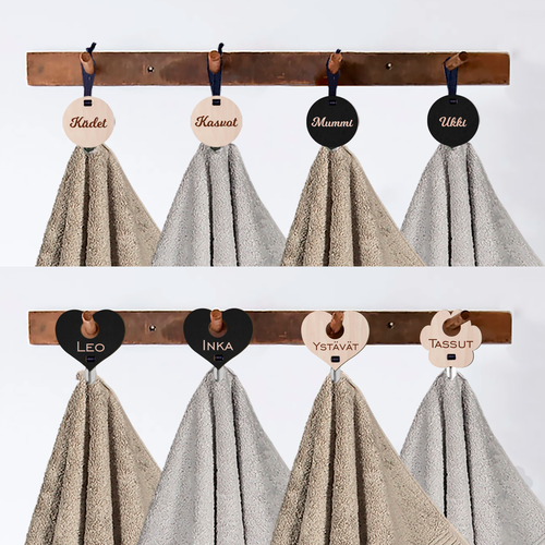 Wooden towel holders with own text