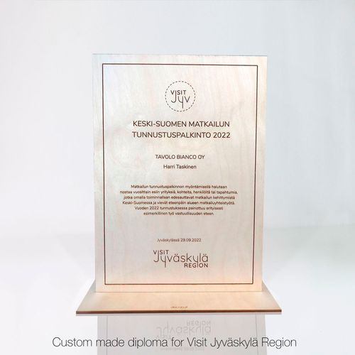 Wooden diploma for wall or table (incl.vat)