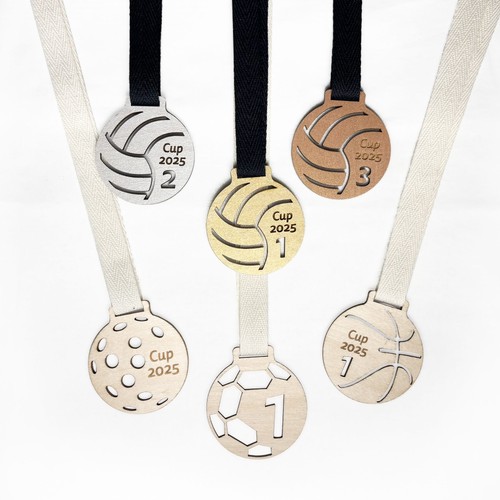 Wooden ball medal with own text