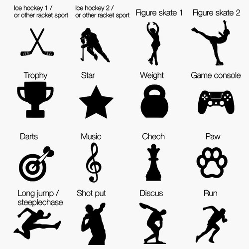Wooden sports medal with own text, 80 different sports