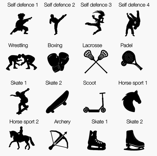 Wooden sports medal with own text, 80 different sports